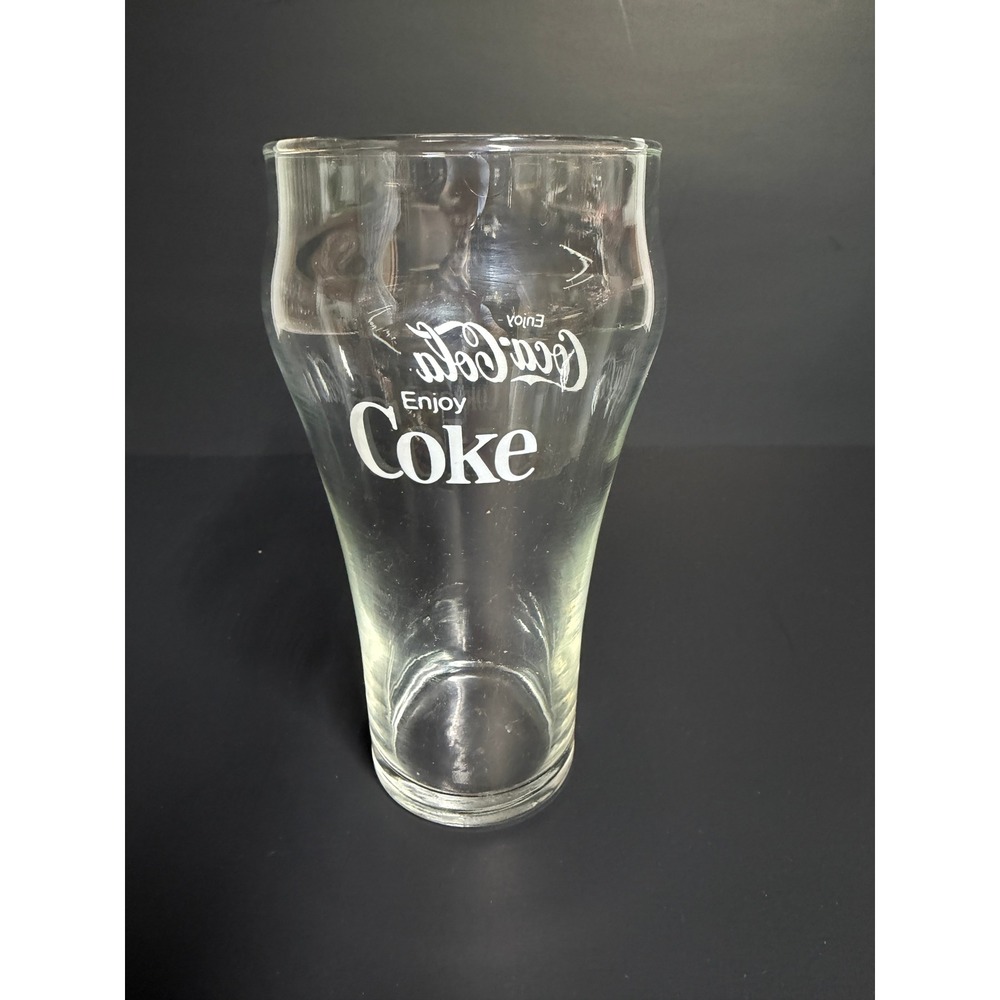Vintage Coca-Cola Enjoy Coke White Logo Flared‎ Bell Soda Glass 6 Inch Tumbler